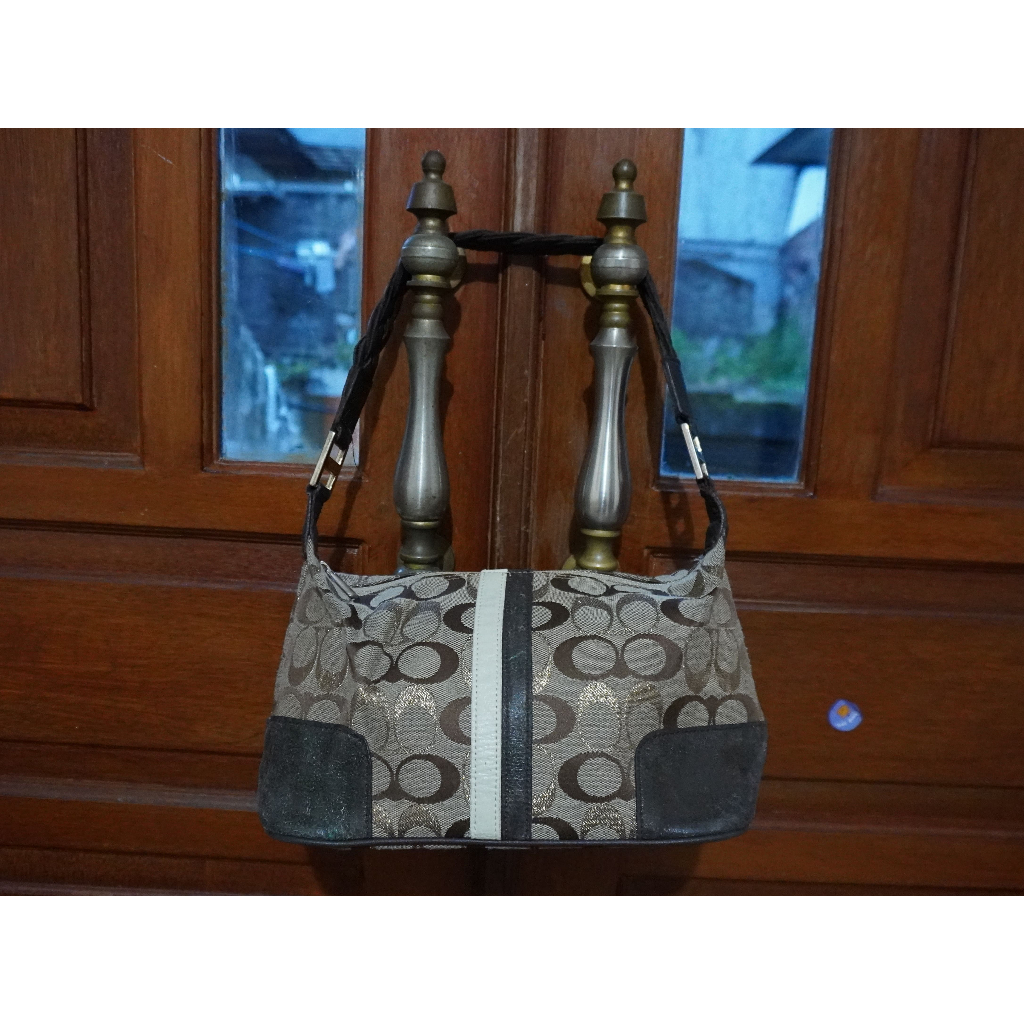 [PrelovedDet] Coach Top Handle Bag Kulit Mix Kanvas