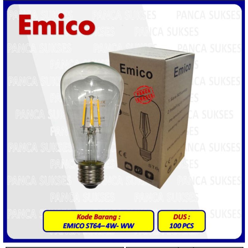 Lampu Cafe/Lampu Filamen Emico Model Oval Cahaya Kuning