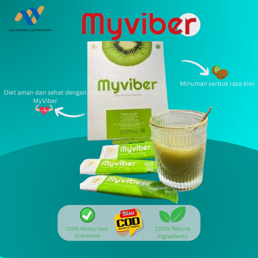 MyViber Fiber Minuman Kesehatan Pelangsing Rasa Kiwi isi 12 Saset