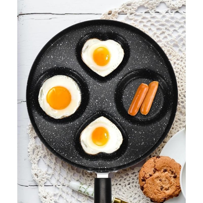 New frypan telur motif bulat love 4 lubang / wajan penggorengan pancake