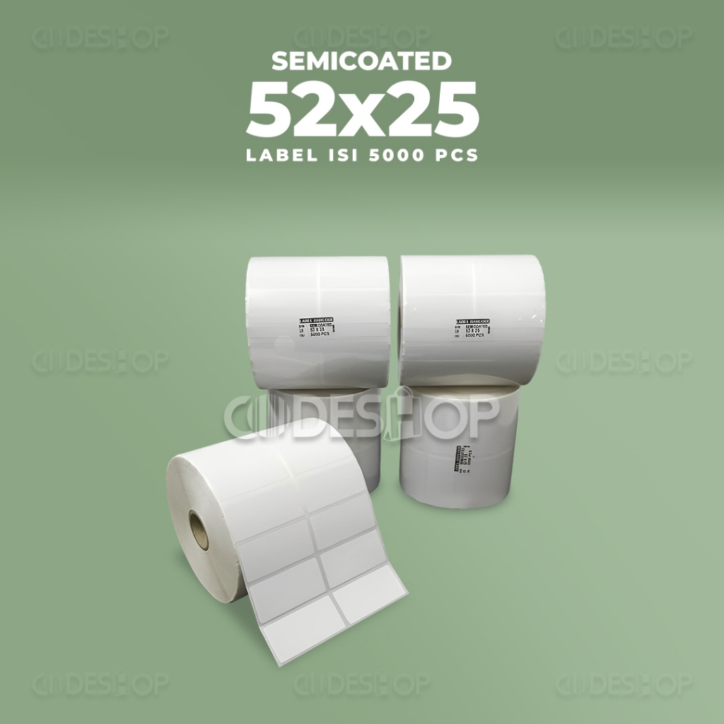 

Label Semicoated 52x25mm 52x25 Stiker Barcode 52 x 25 mm isi 5000 Pcs