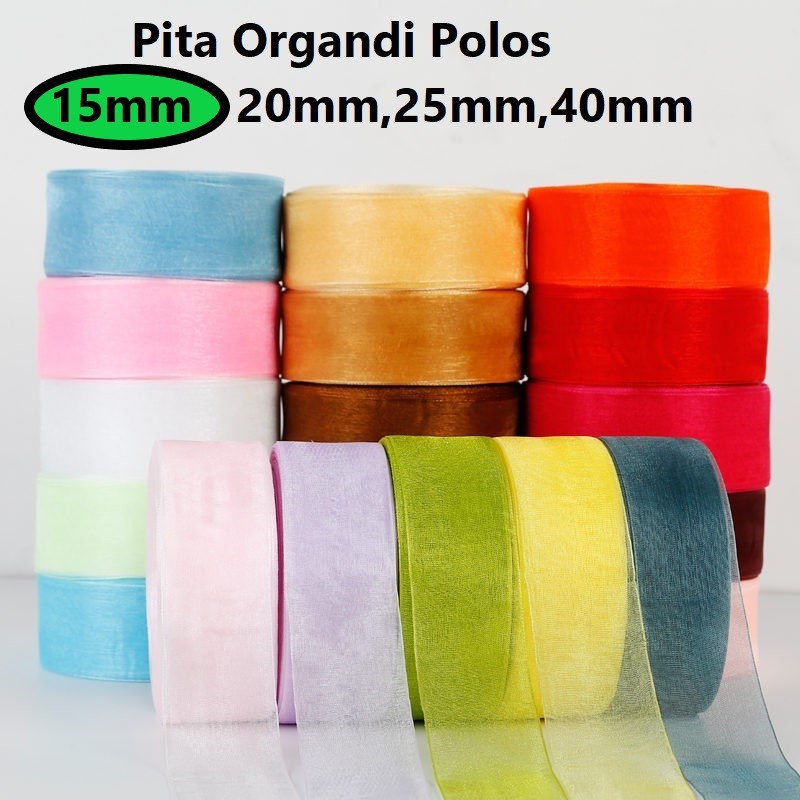 Pita Organdi/Organza Polos 15mm Harga/Roll