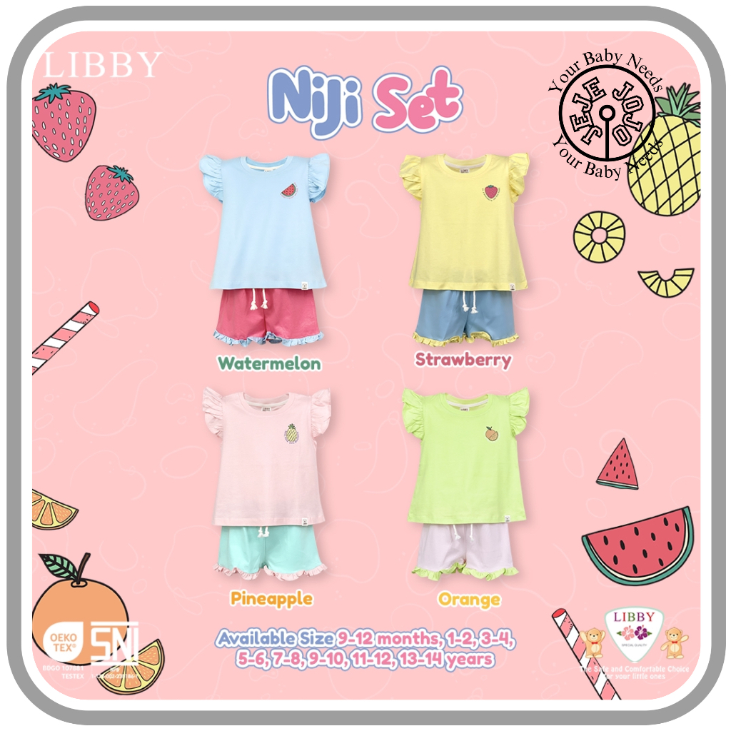 LIBBY Earth Setelan Anak Niji Set Oblong Pendek Celana Pendek Series GIRL