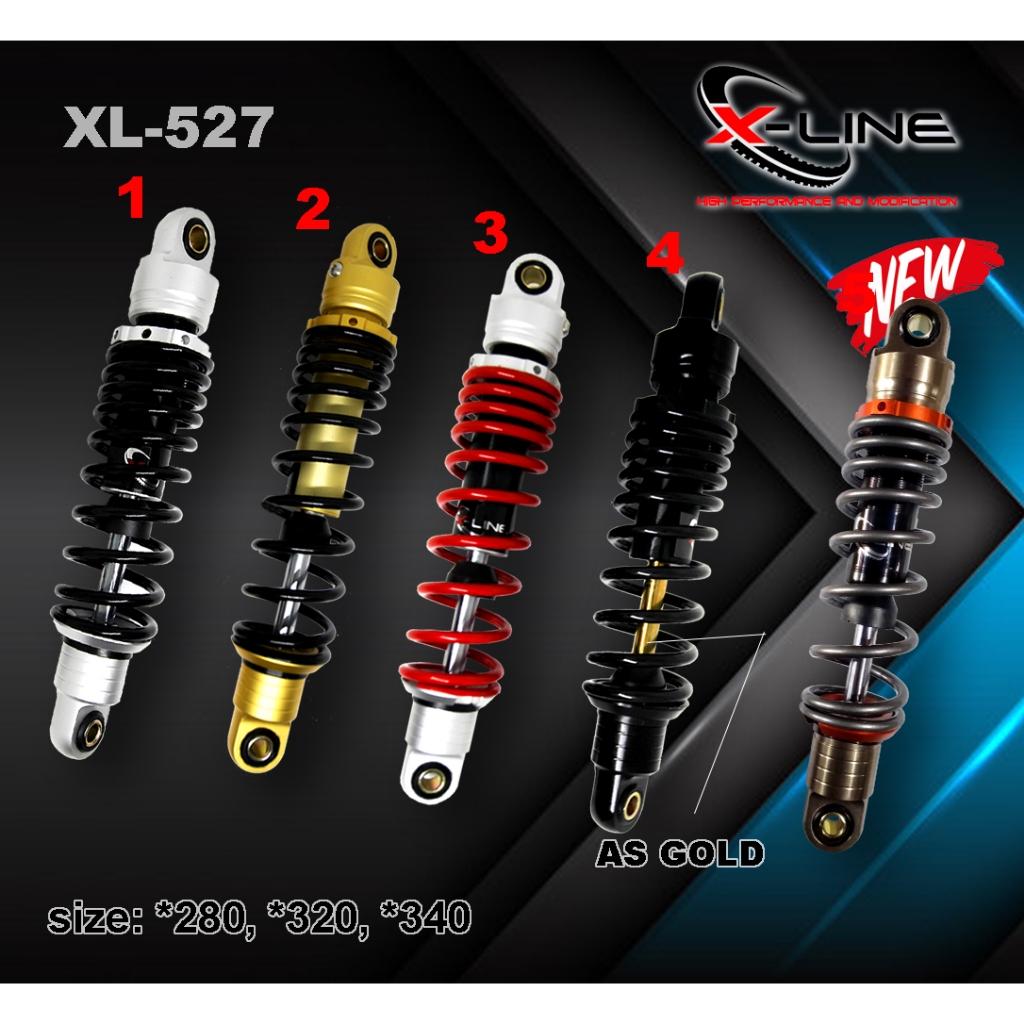 Xline X Line Tipe 527 Shock Shok Sok Suspensi Shockbreaker Belakang Motor Bebek Ukuran 280 320 340 T