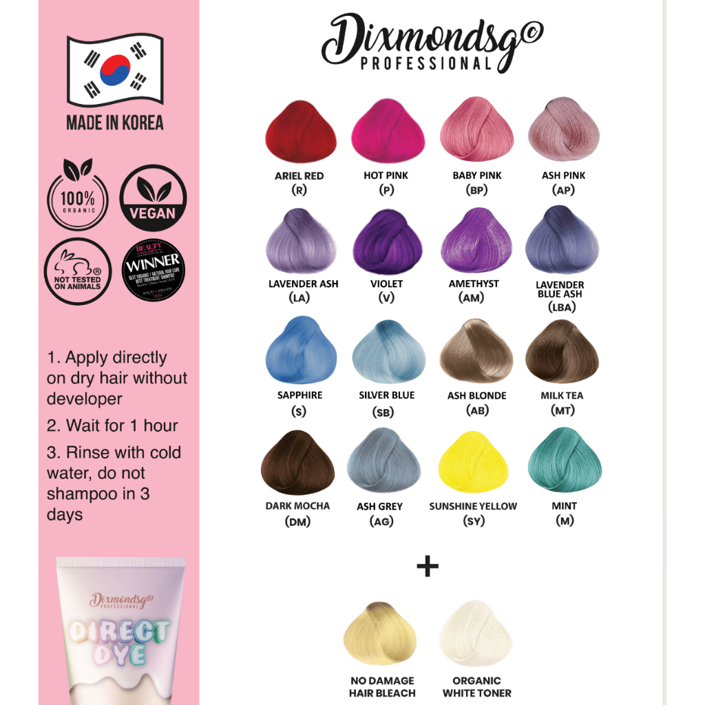 PROMO DIXMONDSG HAIR DYE COLOR SEMI-PERMANENT NON-DAMAGING VEGAN ORGANIC (sub brand dixmondsg.id)