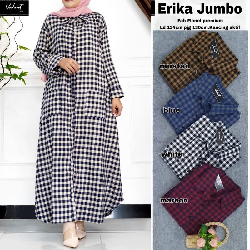 Erika Jumbo Dress Bahan Flanel Fashion Wanita by Valent Hijab