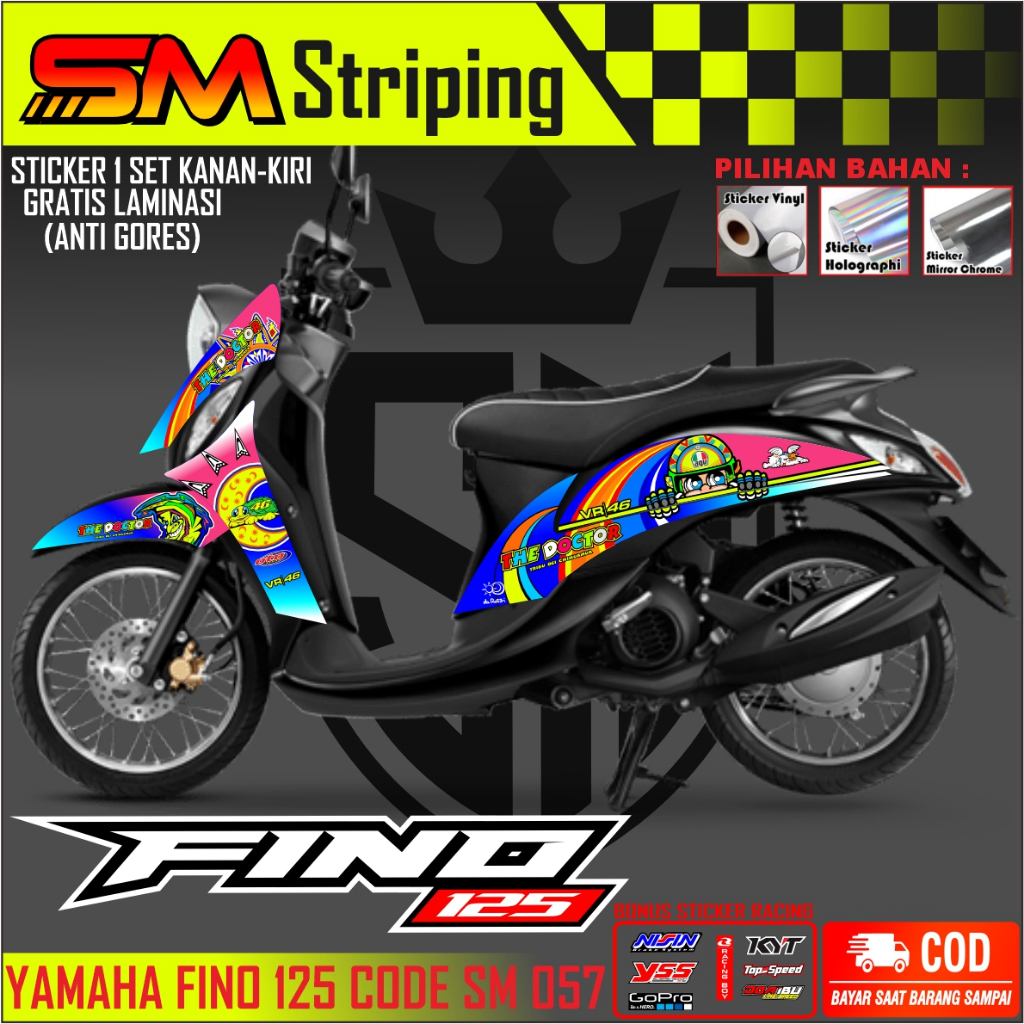 Striping fino stiker Yamaha Fino 125 DESAIN THE DOCTOR STRIPING STIKER BODY MOTOR FINO 125 SM057