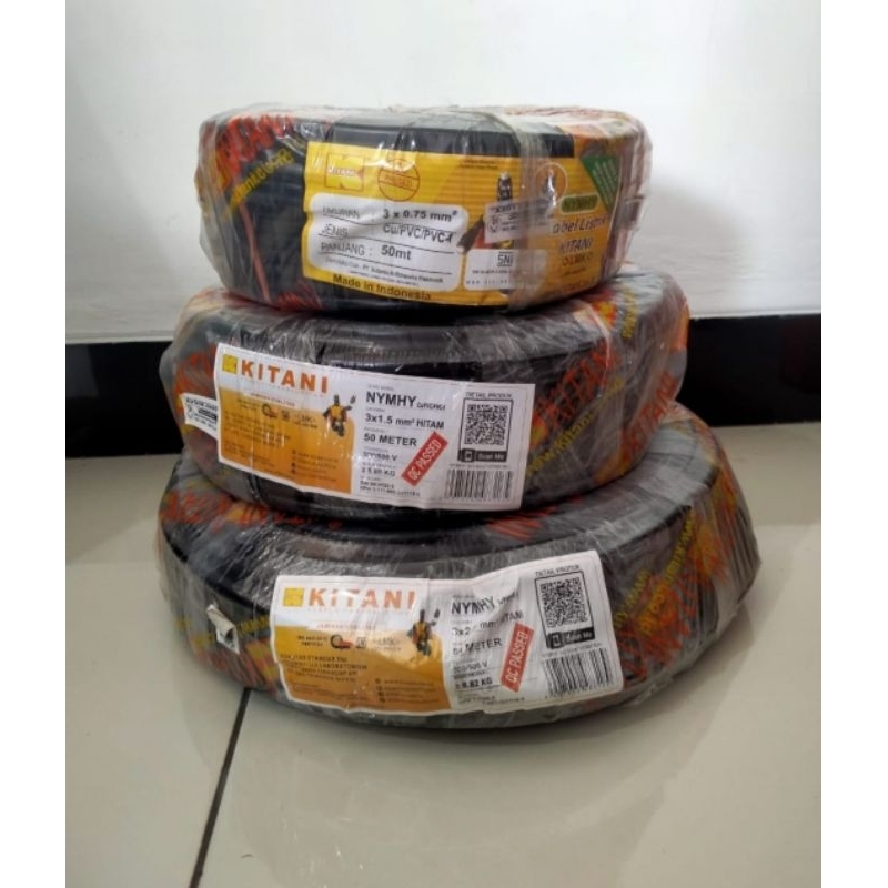 Kabel NYMHY Serabut 3x0.75mm,3x1.5mm,3x2.5mm Kitani per Meter