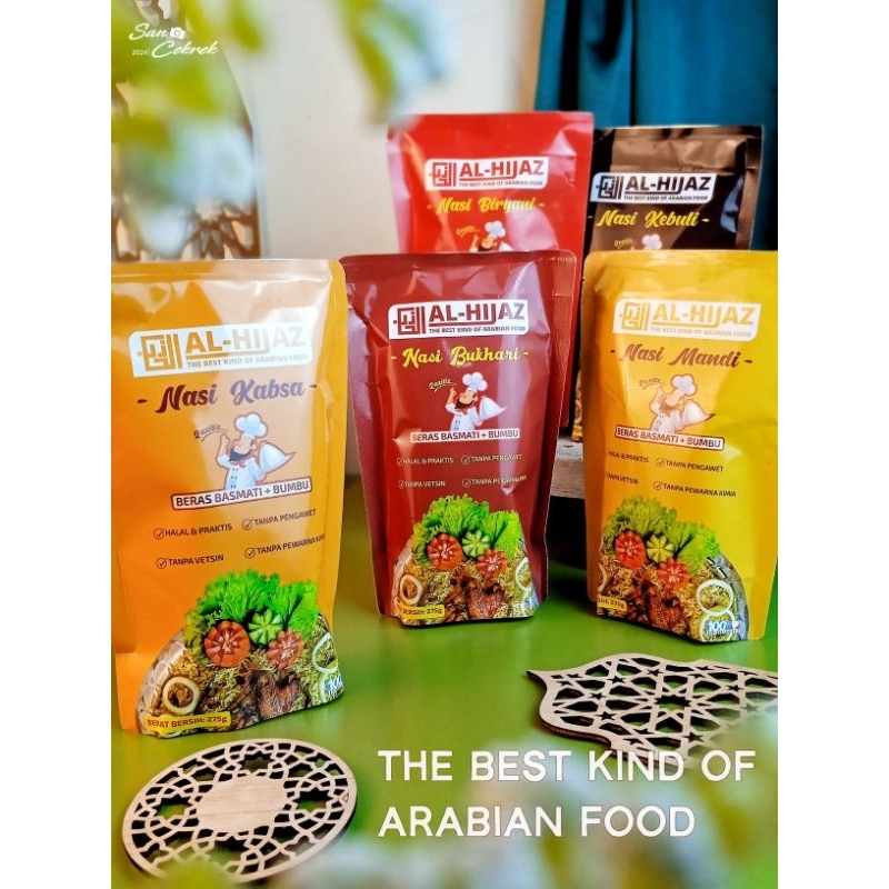 

Nasi Arab Instan Alhijaz. Basmati Beras Bumbu Tinggal Masak. hemat murah [Kebuli, Biryani, Mandi, Kabsa, Bukhori]