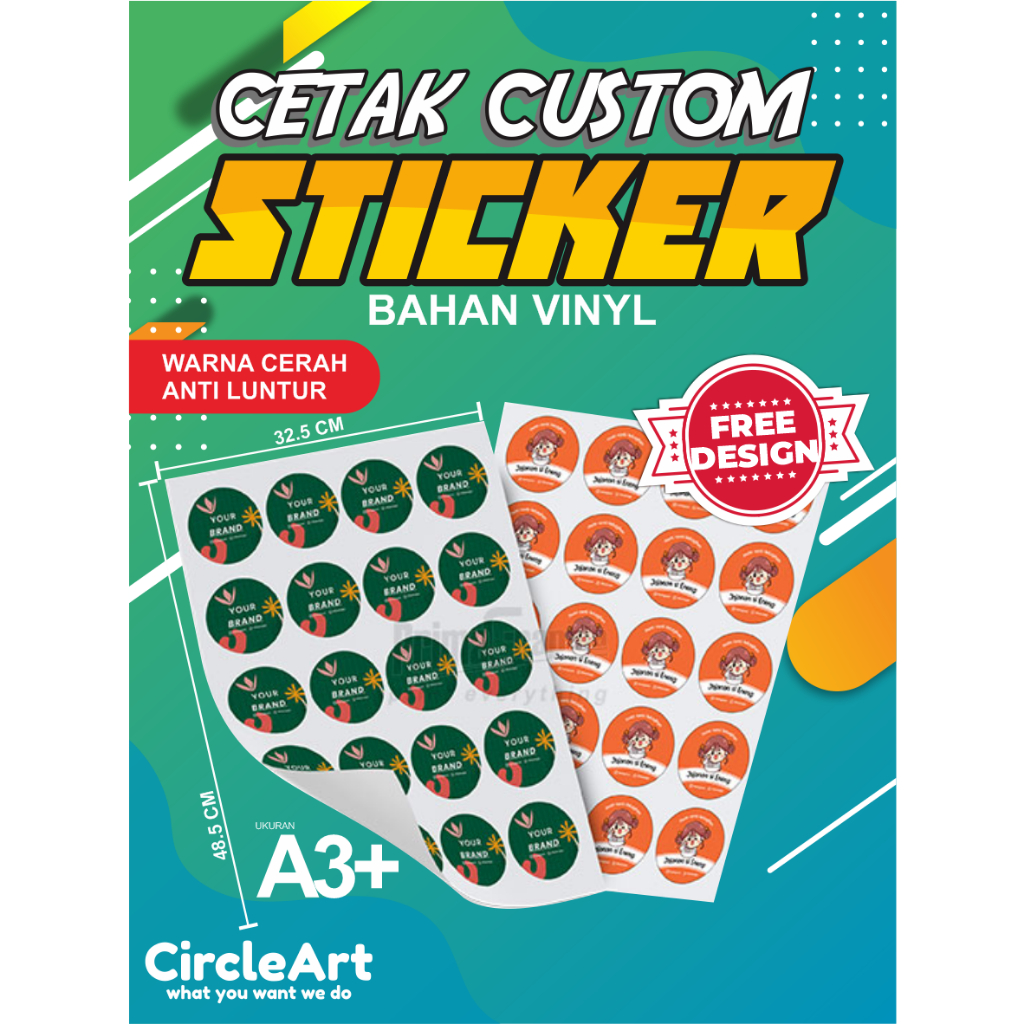 

Cetak Stiker Custom A3+ Vynil | Stiker Tahan Air | Label Makanan, Minuman, Usaha | Free Design