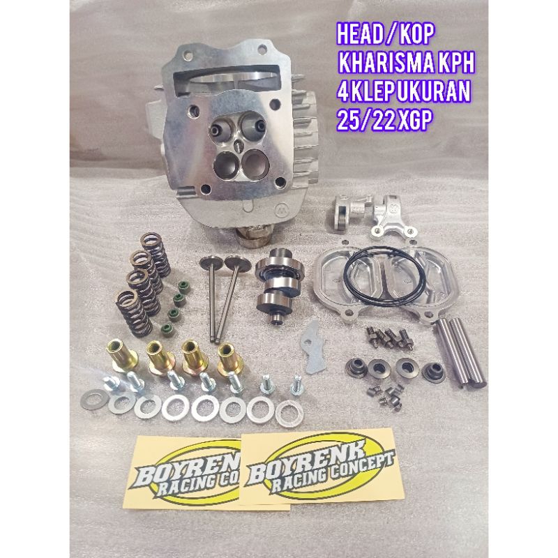 HEAD / KOP KHARISMA SUPRA X 125 KARBU KPH 4 KLEP  XGP - BOYRENK RACING
