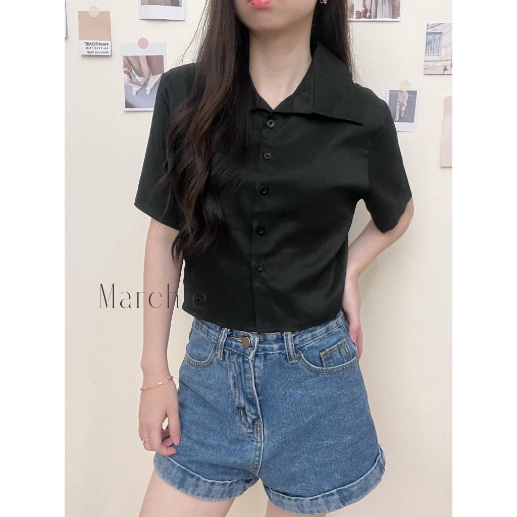 [MARCHIE] READY STOCK BANGKOK - Arita Top / Kemeja Perempuan Lengan Pendek / Atasan Crop Baju Wanita