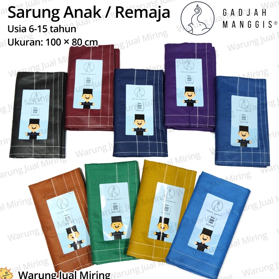 Penjualan Terpopuler  Sarung Anak SD SMP Gadjah Manggis  Kain Polos Motif Warna Murah Gajah Junior K
