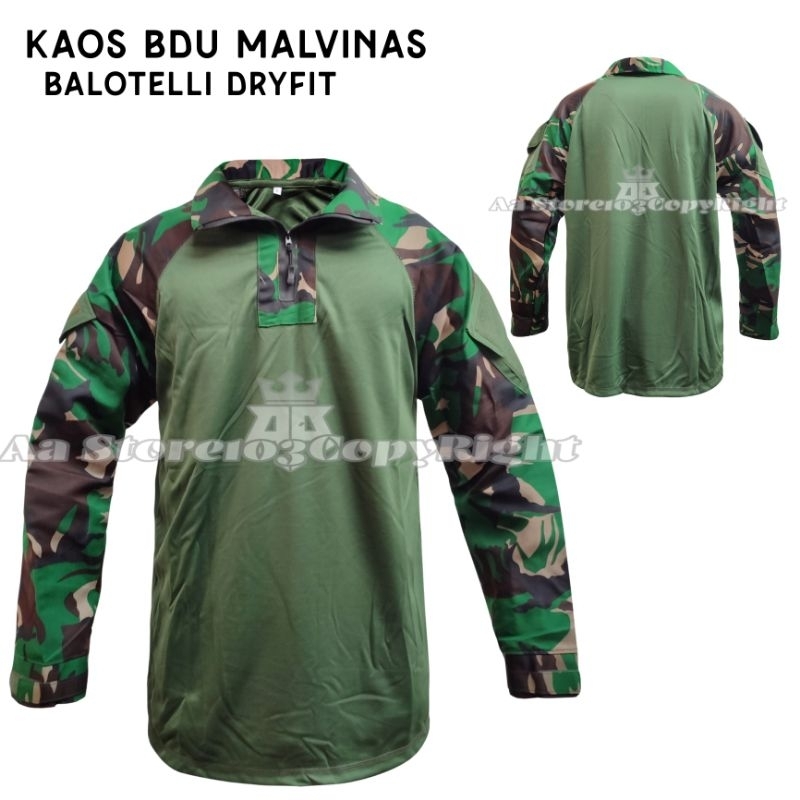 Kaos Bdu Loreng Velbed Balotelli Lengan Panjang - Bdu Loreng Malvinas TNI