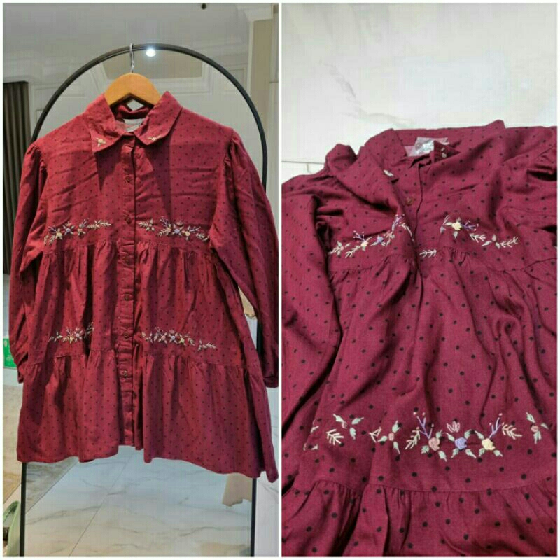 tunik motif polka bulat wanita original ori by edness kayla atasan tunic ukuran s m l xl panjang new