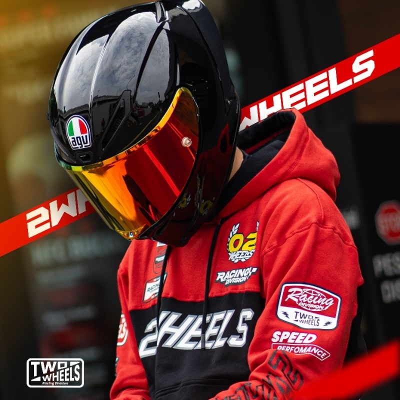 HOODIE MOTOR TWO WHEELS RACING WHEELS RED 2WHEELS