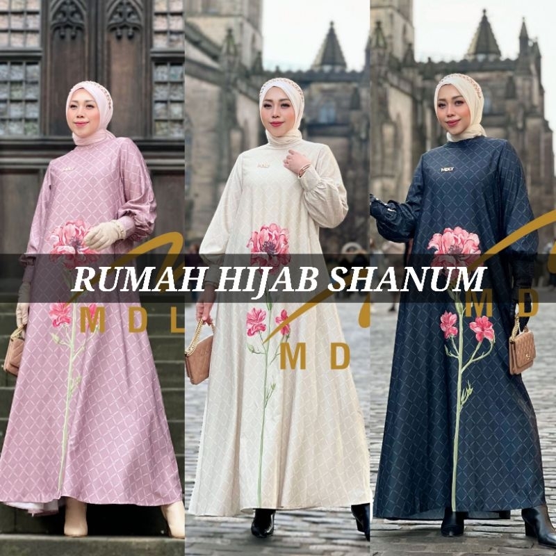 THE FELORA SIGNATURE DRESS BY MDLY KOLEKSI MDLY TERBARU GAMIS MONOGRAM DRESS WANITA TERBARU BAJU PES