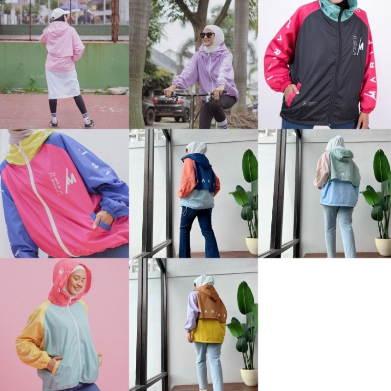 MARIPI MULTICOLOUR CYCLING JACKET PARASUT FURING STRIMIN JAKET SEPEDA BROWN, YELLOW, SKYBLUE, SAGE, 