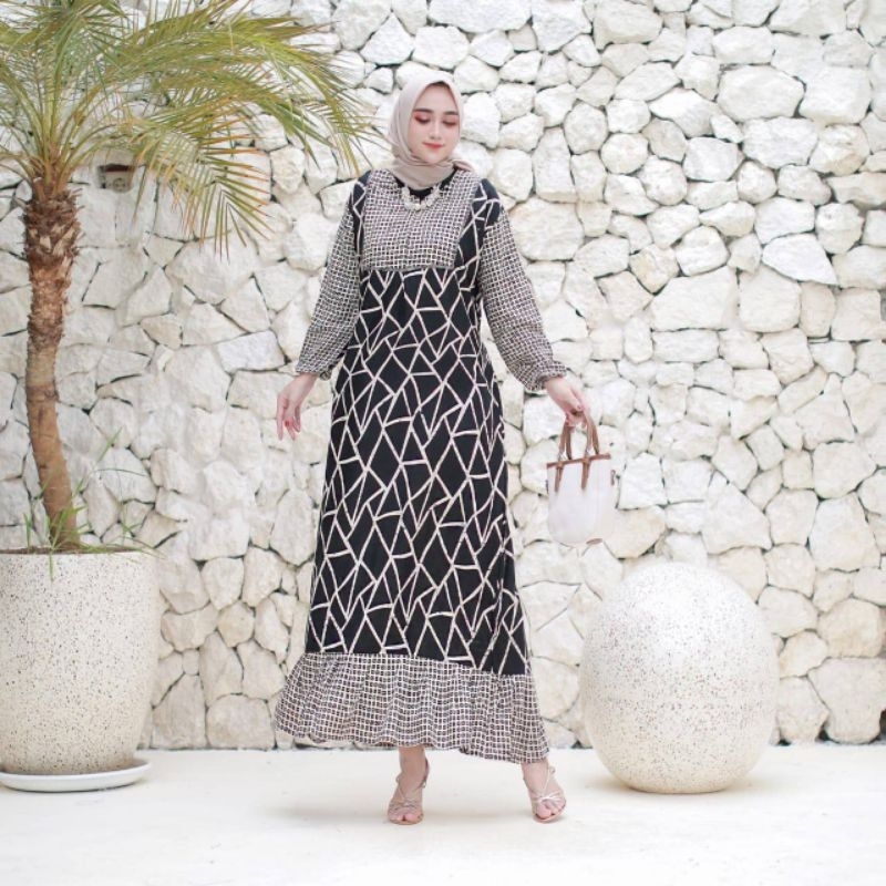Daster Gamis Longdress Batik Adem Busui Friendly Resleting depan Rayon Premium Tebal Adem Kualitas T