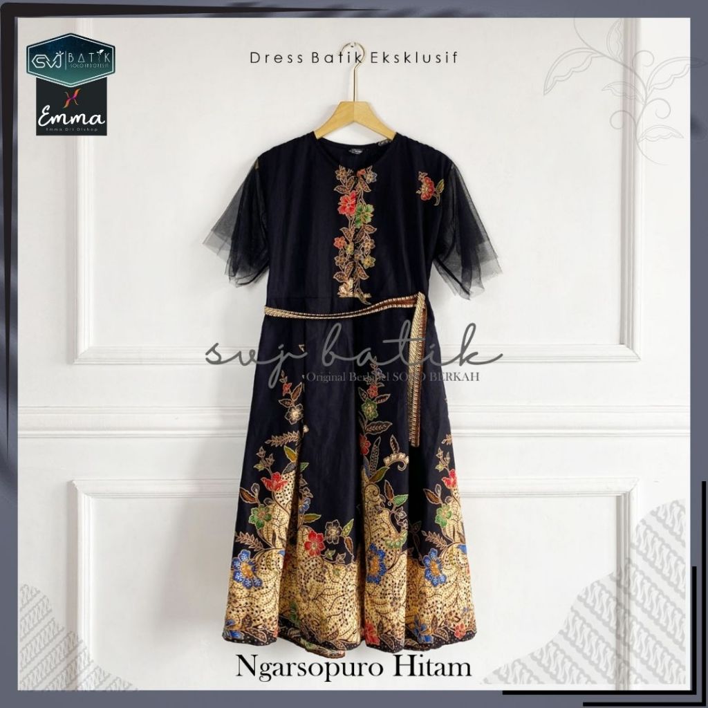 DRESS BATIK WANITA MODERN NON HIJAB KATUN BATIK EKSKLUSIF ORI SVJ BATIK