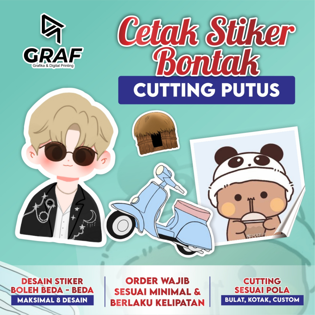 

Cetak Stiker Bontak + Cutting Diecut Label makanan/birthday/ stikercustom / Stiker kemasan / Stiker wedding / Stiker brand