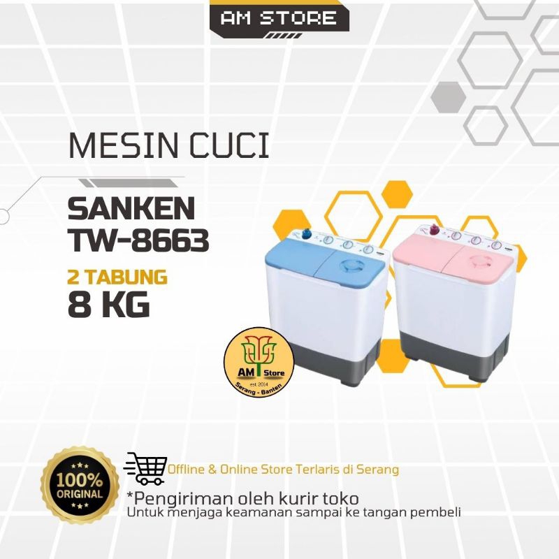 Mesin Cuci Sanken TW-8663 8kg (2 Tabung)