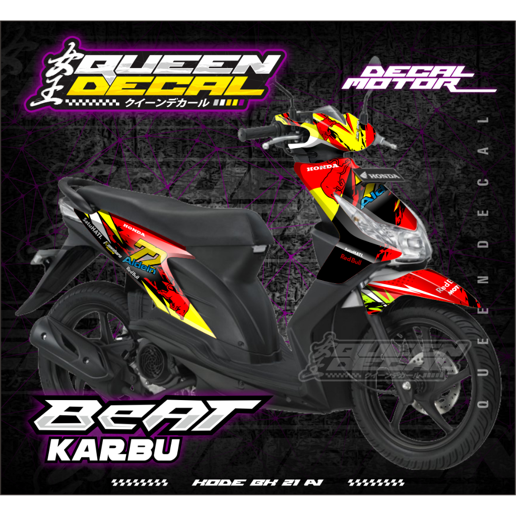 Decal Stiker Full Body Custom Beat Karbu - Decal Beat Karbu Full Body Motif Custom Aldein 72 - BK