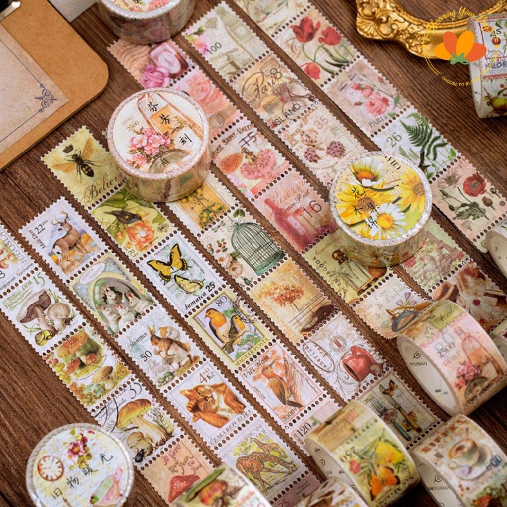

bloomingyourdays 150pcs vintage stiker roll stiker prangko stamp sticker stiker roll