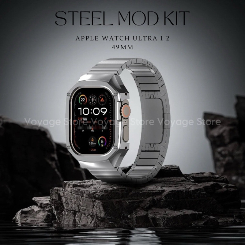 Strap + Case Stainless steel Titanium Apple watch ULTRA 1 2 49mm modification Iwatch series tali jam
