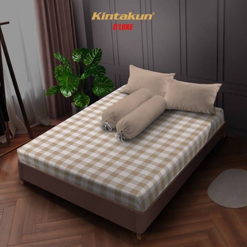 Kintakun Sprei Dluxe Litani Aesthetic Coklat Microtex 200 × 200 cm Super King