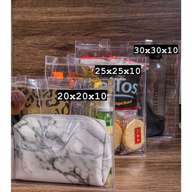 TAS KANTONG TOTE BAG PLASTIK MIKA PVC TEBAL BENING SUPER TRANSPARANT MURAH