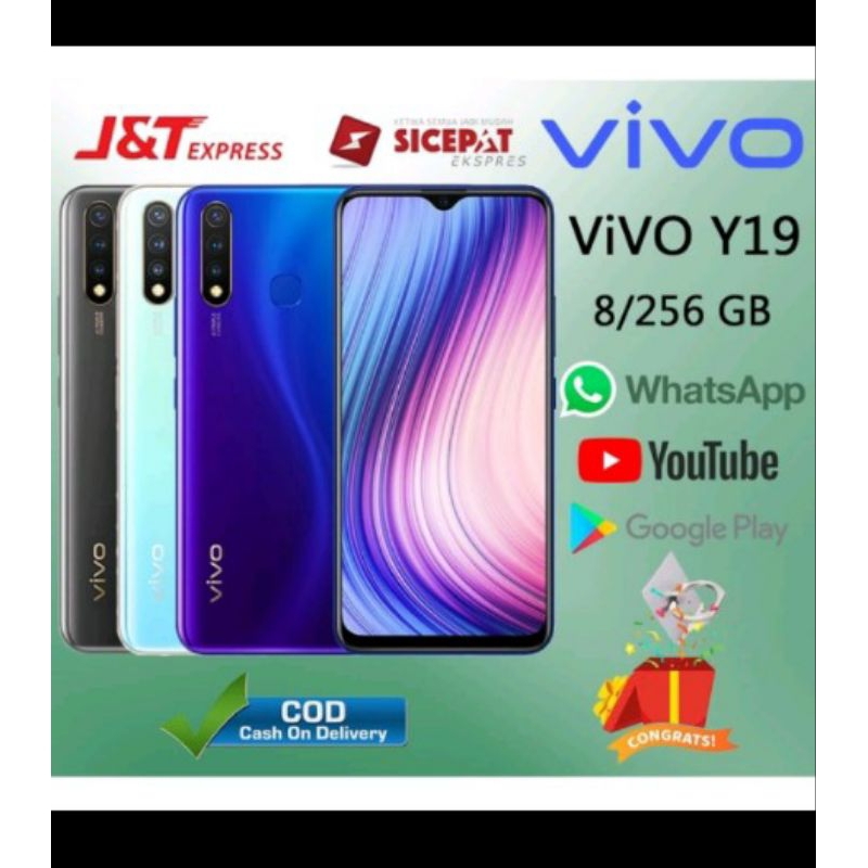 HP VIVO Y19 RAM8/256GB smartphone 4G LED 6.53 inces duel SIM 16MP/16MP handphone