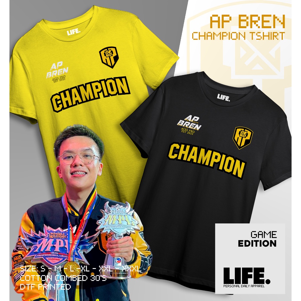 Kaos AP Bren Esport Champion MPL Phillipines M5 Model Jersey Anak & Dewasa Unisex Juara MLBB M1 M2 M