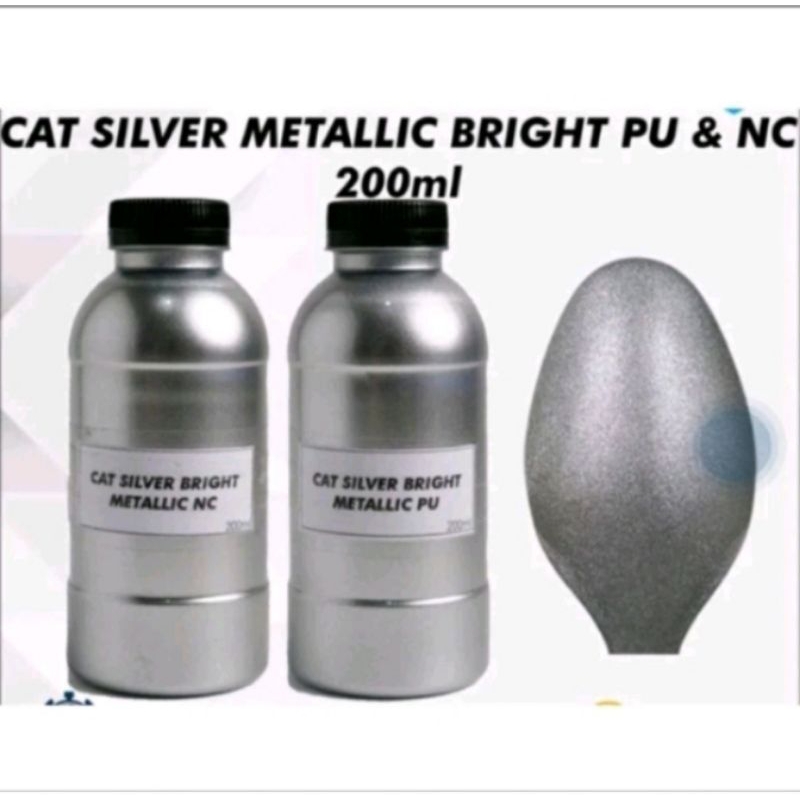 Cat Silver Metalik Bright PU NC 100ml 200ml/Cat Silver Metalik Kasar