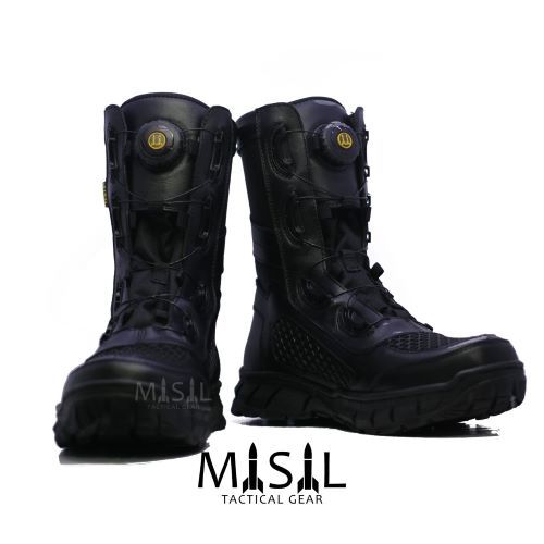 Sepatu pdl tali putar Tni Polri Basarnas Pemadam safety boots Kulit sapi asli merk misil original