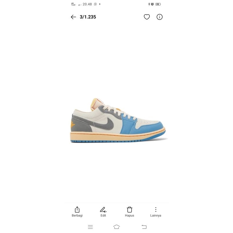 Sepatu Sneakers Nike Air Jordan 1 Low SE Tokyo 96 Vintage UNC Grey Authentic 100% BNIB