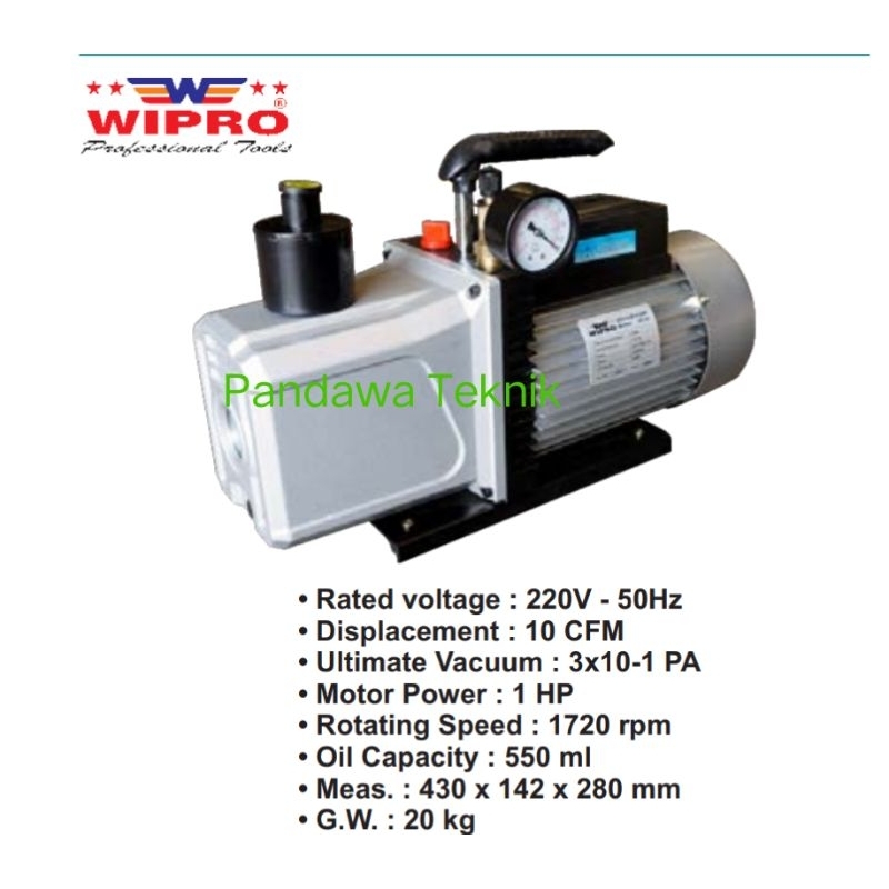 Vacuum pump ac alat tes kebocoran ac pompa vacum 1hp wipro VP42