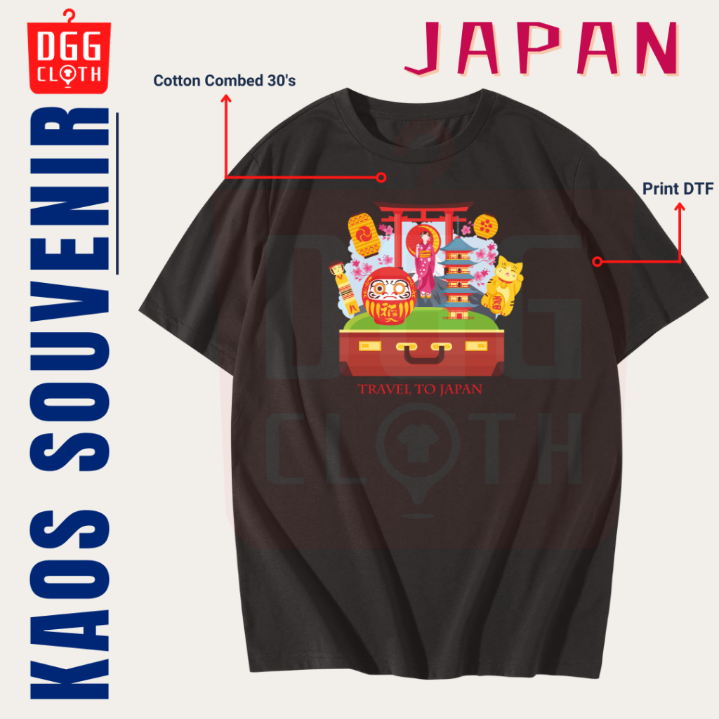 DGGClothing Kaos Oleh-Oleh Japan Tshirt Baju Souvenir Kota Jepang Tokyo Kyoto Osaka Terbaru Dewasa A