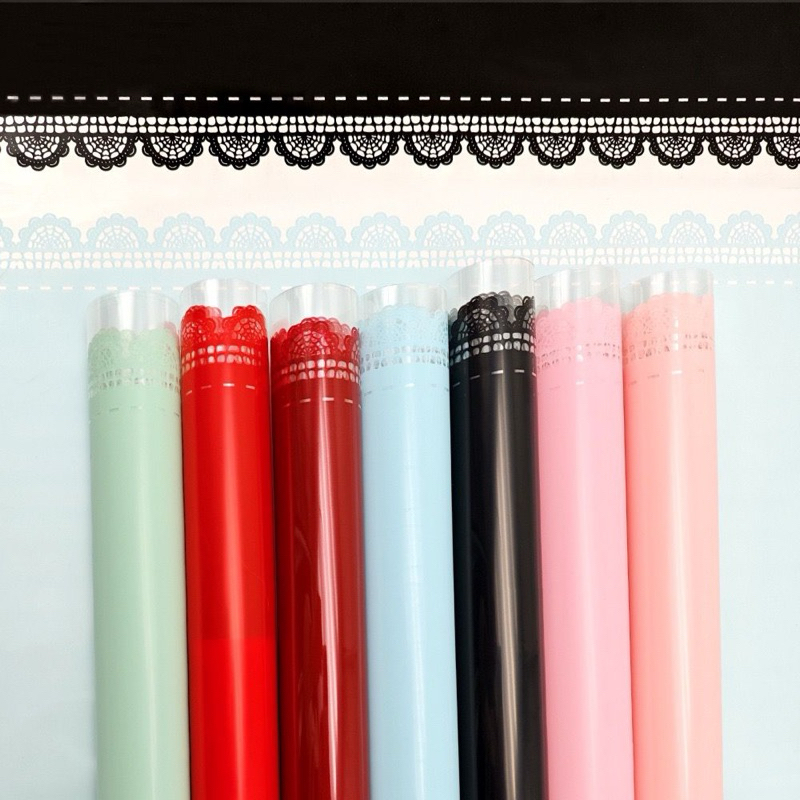 

[5 Lembar] KERTAS FLOWER WRAPPING CELLOPHANE ECER KERTAS BUKET BUNGA HAND BOUQUET New Translucent Renda