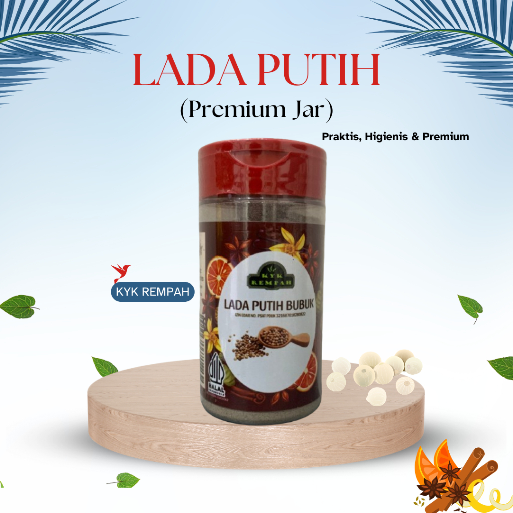 

Lada Putih Bubuk Premium JAR | White Pepper Powder | Bumbu Dapur Praktis | KYK Rempah