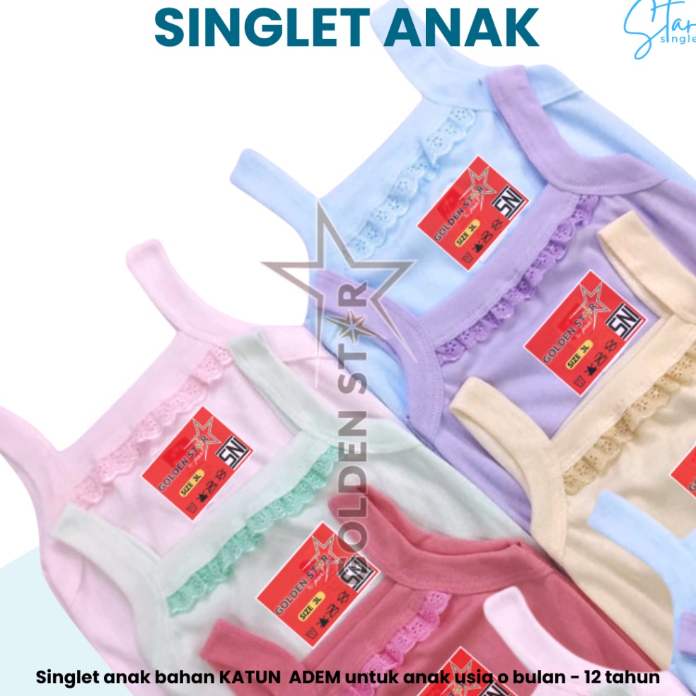 MURAH MERIAH 1 Lusin Singlet Anak Kaos Dalam anak Perempuan Tangtop Anak Perempuan Sampai Remaja Put
