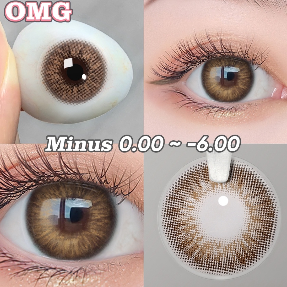 STOK TERBATAS Magister Softlens OMG Minus 1 sd 6 Sepasang 14 mm lensa kontak 2 pcs OMG brown Lensa K