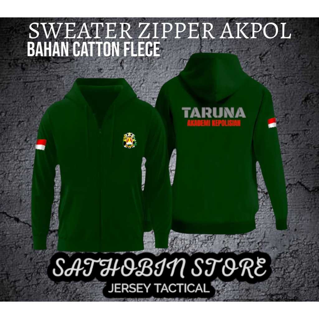 Jaket sweater zipper taruna / Hoodie Akpol / Bahan catton flece premium bisa cod