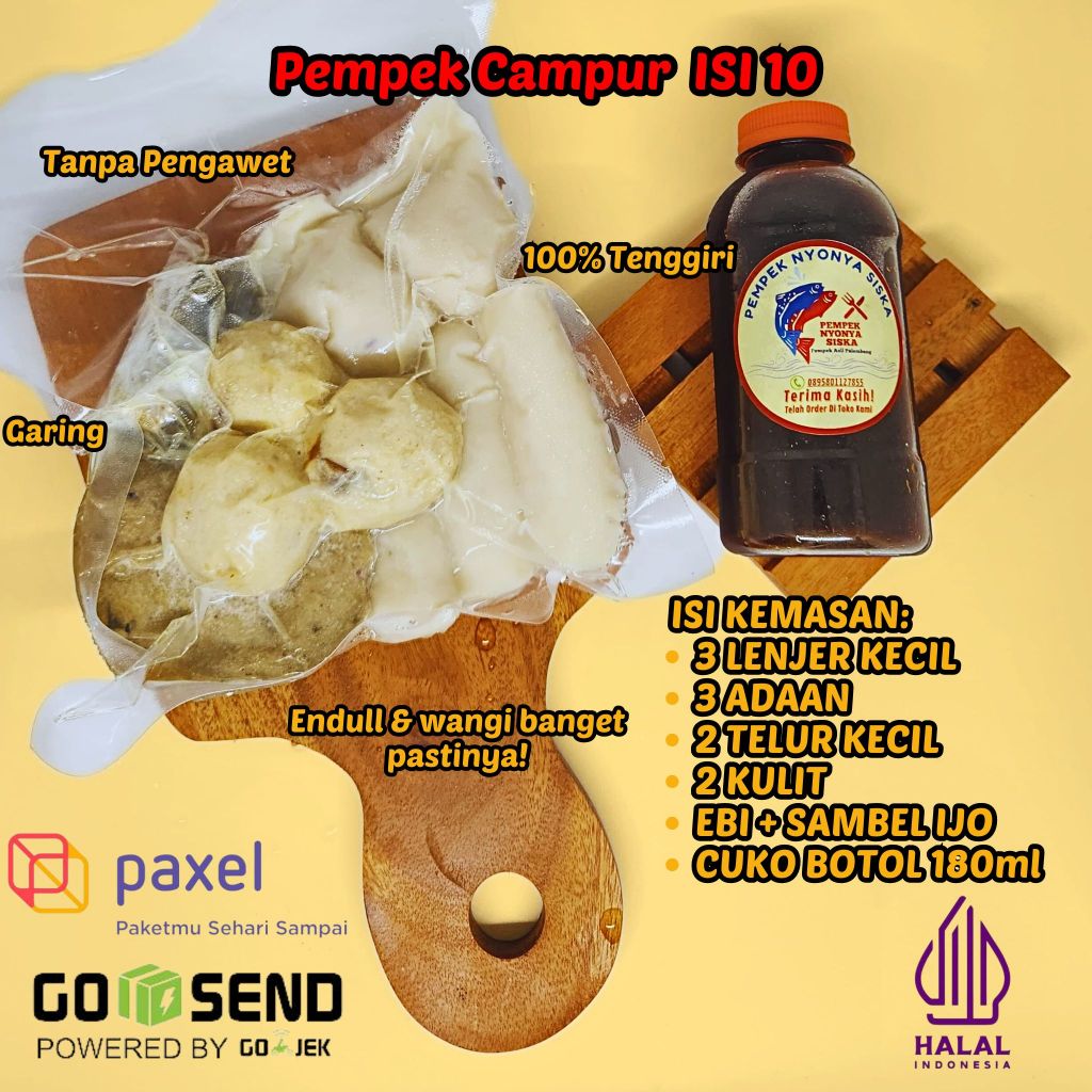 

PEMPEK PALEMBANG NYONYA SISKA - CAMPUR ISI 10 (ASLI PALEMBANG)