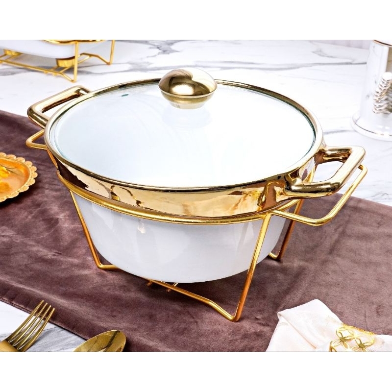 wadah prasmanan bulat keramik FREE BUBLE