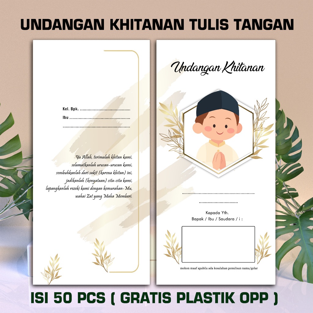 (ISI 50/25 PCS) TLS-01 UNDANGAN KHITANAN TULIS TANGAN SENDIRI MURAH KEKINIAN /GUSARAN /AQIQAH /KHOTM