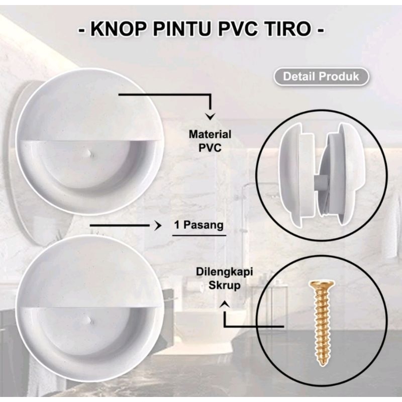 Tarikan Pintu Bulat PVC Tarikan Slot Pintu WC Kamar Mandi