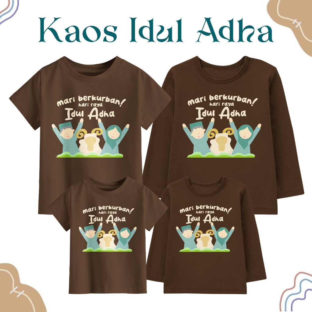Kaos Keluarga Seragaman Idul Adha Warna Brown Anak Dewasa