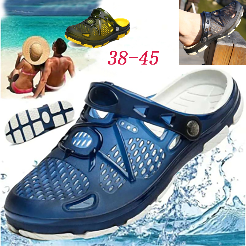【COD】Sepatu Pantai Fashion Pria Musim Panas Sandal Bernapas Sandal Karet Sandal Pantai Super Lembut 