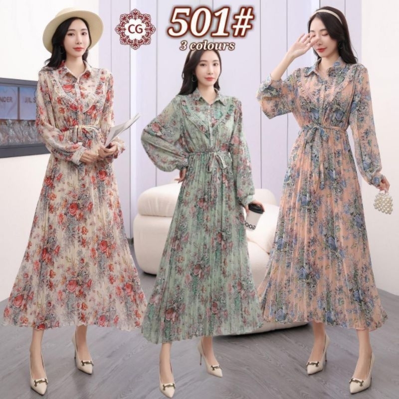 dress/ midi/ gamis / baju wanita / korea style